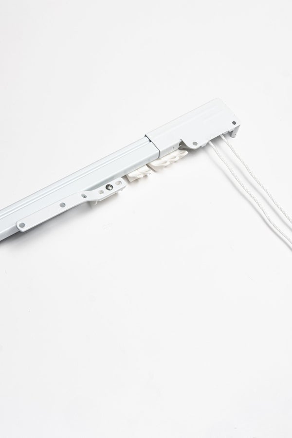Kit Rail Métal Blanc, L.100 Cm, Ouverture Centrale (2 Rideaux)