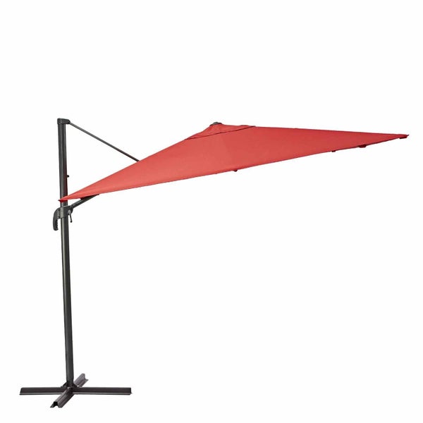 Parasol à manche latéral / excentrique NATERIAL Aura rouge carré, L.286 x l.286