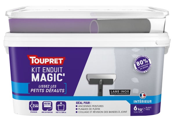 Enduit de lissage en pate Magic' kit avec outils TOUPRET 6 kg