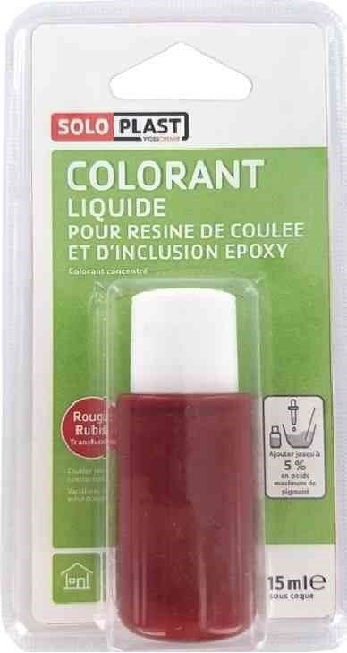 Colorant pour résine époxy en poudre Soloplast 15ml rouge rubis transparent