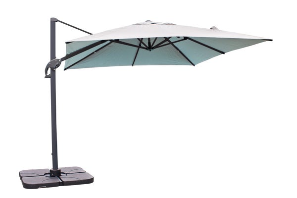Parasol déporté carré DCB GARDEN Sevilla, L.250 x l.250 cm, gris