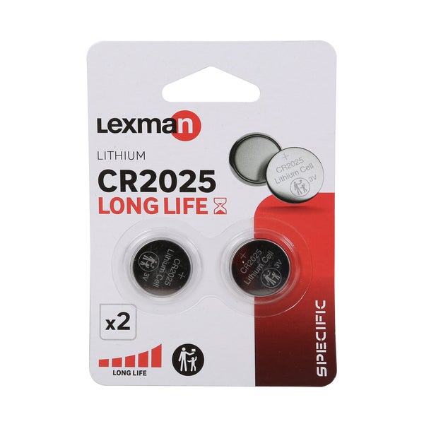 Lot de 2 piles bouton lithium cr2025, LEXMAN