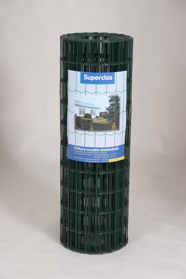 Grillage Superclos Plus vert, maille 100 x 50 mm, diam. 2.1 mm, H. 1.20 x L. 25 m