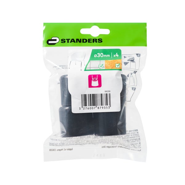 Embout envellopant plastique noir diamètre 30 mm 4 pièces