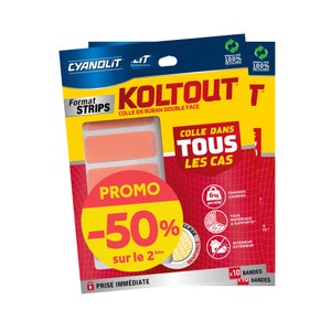 Adhesif double face Cyanolit Koltout Strip 4,8x1,8cmx10 lot de 2