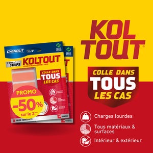 Adhesif double face Cyanolit Koltout Strip 4,8x1,8cmx10 lot de 2