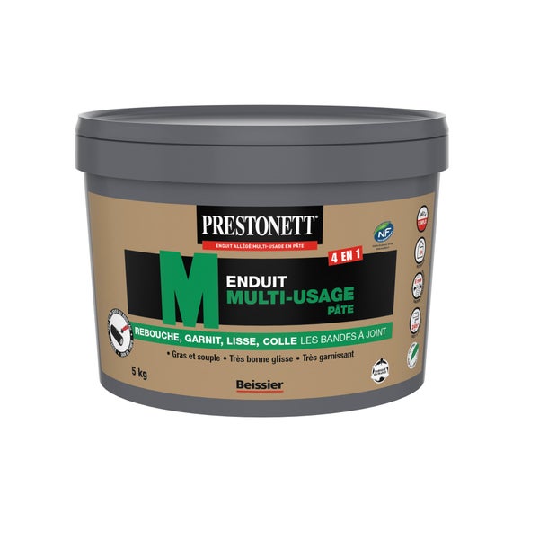 Enduit multifonction en pâte 4 en 1 PRESTONETT blanc 5 kg